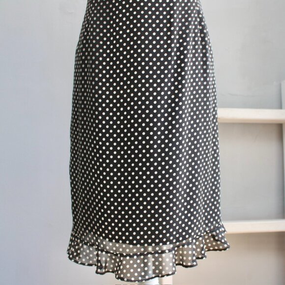 Alain Manoukian VTG 90s Black White Polka Dot Ruffle Sleeveless Dress Size Small - Picture 6 of 7